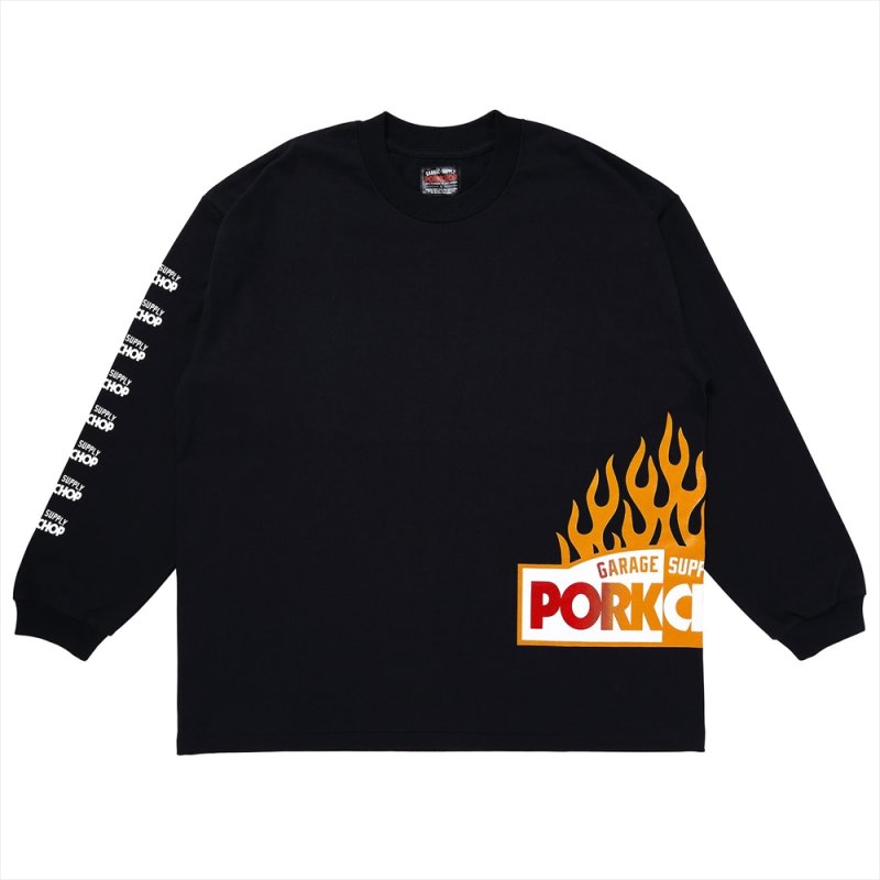 画像1: PORKCHOP/FIRE BLOCK MULTI L/S TEE（BLACK）［プリント長袖T-23秋冬］