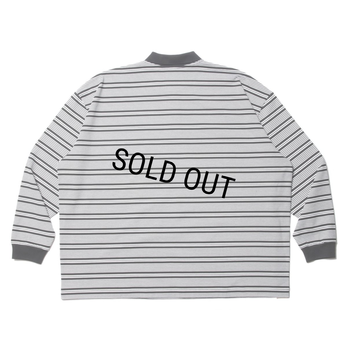 画像2: COOTIE PRODUCTIONS/Supima Border Oversized L/S Polo（Black）［ボーダーオーバーサイズ長袖ポロ-23秋冬］ (2)