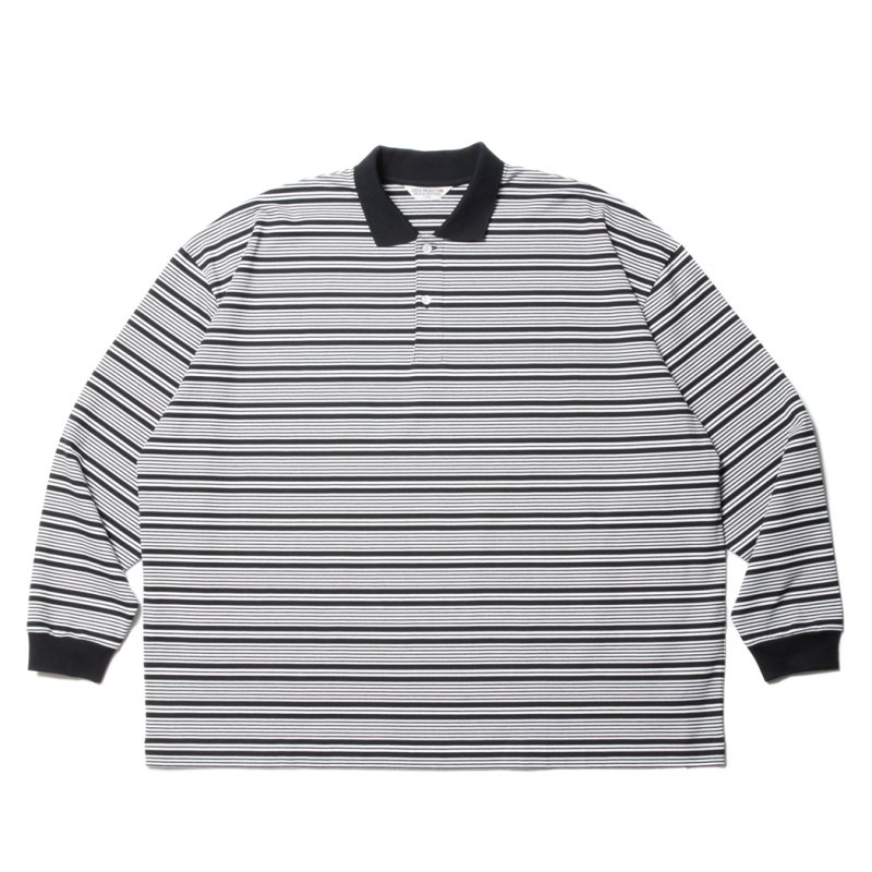 画像1: COOTIE PRODUCTIONS/Supima Border Oversized L/S Polo（Black）［ボーダーオーバーサイズ長袖ポロ-23秋冬］