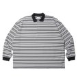 画像1: COOTIE PRODUCTIONS/Supima Border Oversized L/S Polo（Black）［ボーダーオーバーサイズ長袖ポロ-23秋冬］ (1)