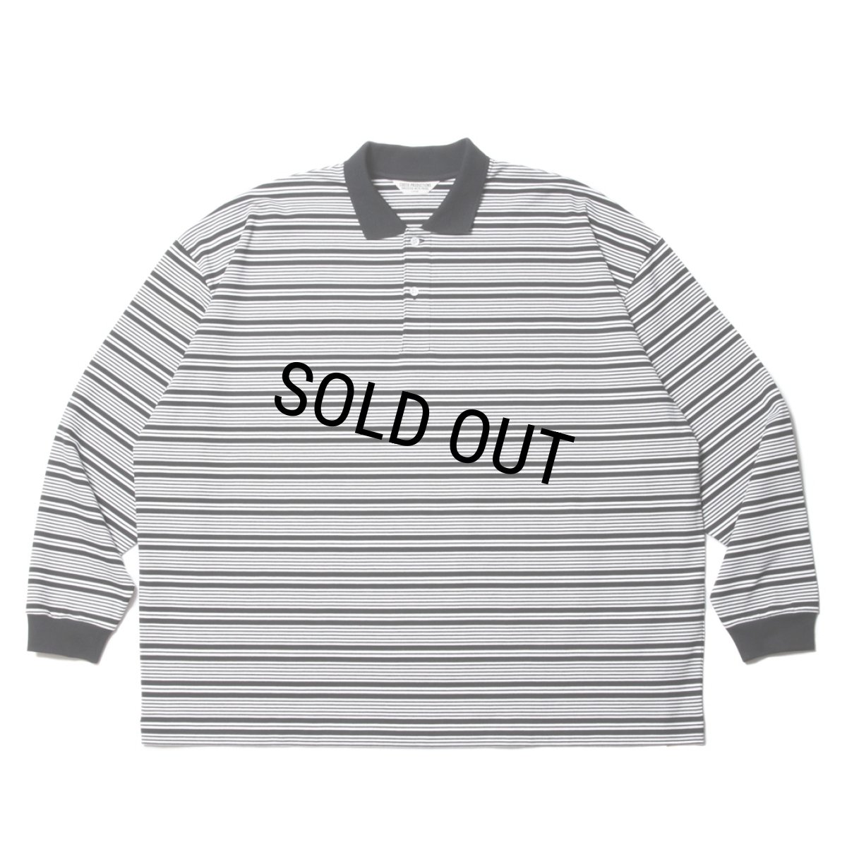 画像1: COOTIE PRODUCTIONS/Supima Border Oversized L/S Polo（Black）［ボーダーオーバーサイズ長袖ポロ-23秋冬］ (1)