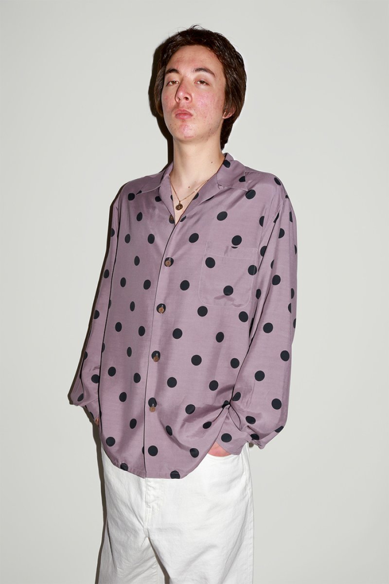 画像2: WACKO MARIA/DOTS OPEN COLLAR SHIRT（PURPLE）［ドットオープンカラーシャツ-23秋冬］