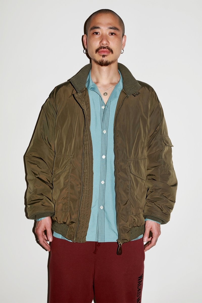 画像2: WACKO MARIA/STRIPED OPEN COLLAR SHIRT（TURQUIOSE）［ストライプオープンカラーシャツ-23秋冬］