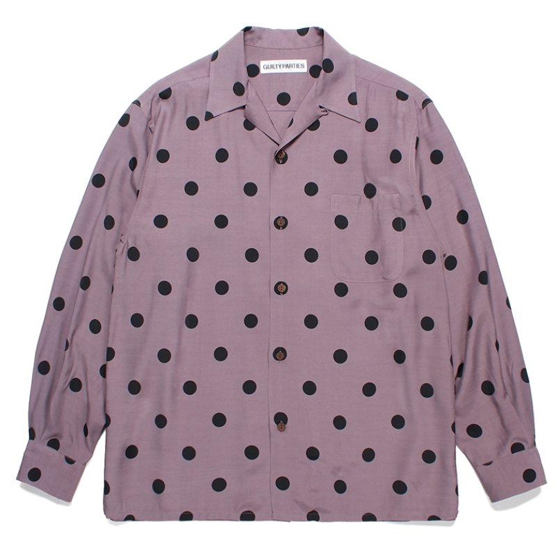 画像1: WACKO MARIA/DOTS OPEN COLLAR SHIRT（PURPLE）［ドットオープンカラーシャツ-23秋冬］