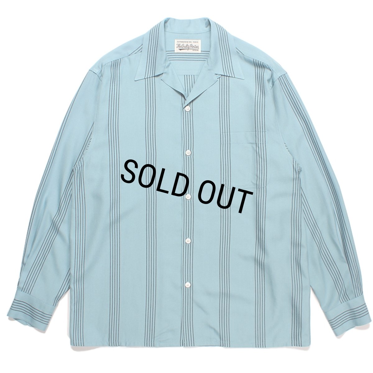 画像1: WACKO MARIA/STRIPED OPEN COLLAR SHIRT（TURQUIOSE）［ストライプオープンカラーシャツ-23秋冬］ (1)