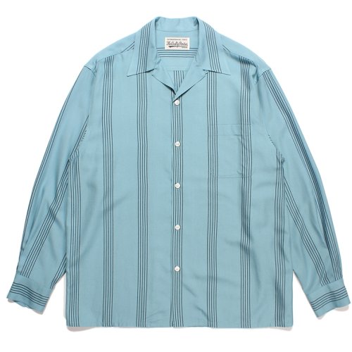 他の写真1: WACKO MARIA/STRIPED OPEN COLLAR SHIRT（TURQUIOSE）［ストライプオープンカラーシャツ-23秋冬］