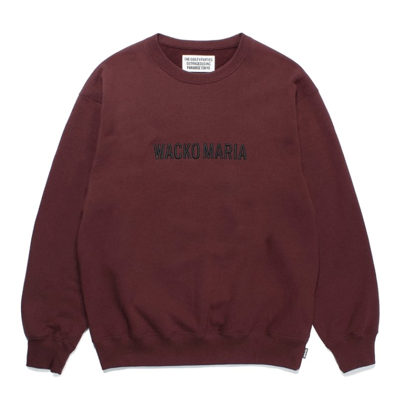 画像1: WACKO MARIA/MIDDLE WEIGHT CREW NECK SWEAT SHIRT（BURGUNDY）［クルーネックスウェット-23秋冬］