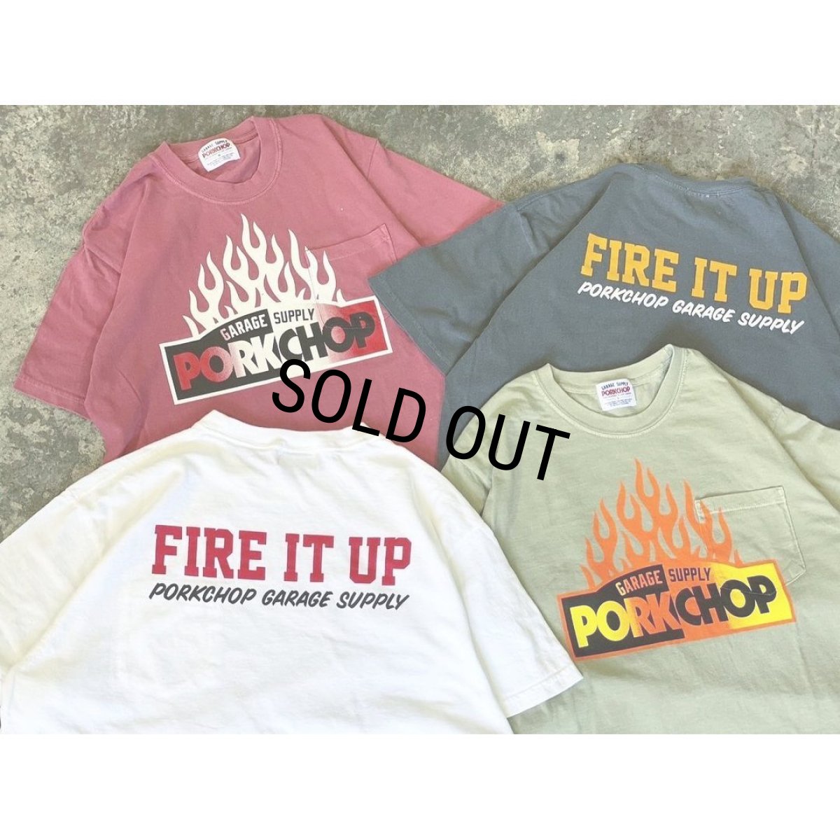 画像6: PORKCHOP/FIRE BLOCK POCKET TEE（KHAKI）［プリントポケT-23秋冬］ (6)