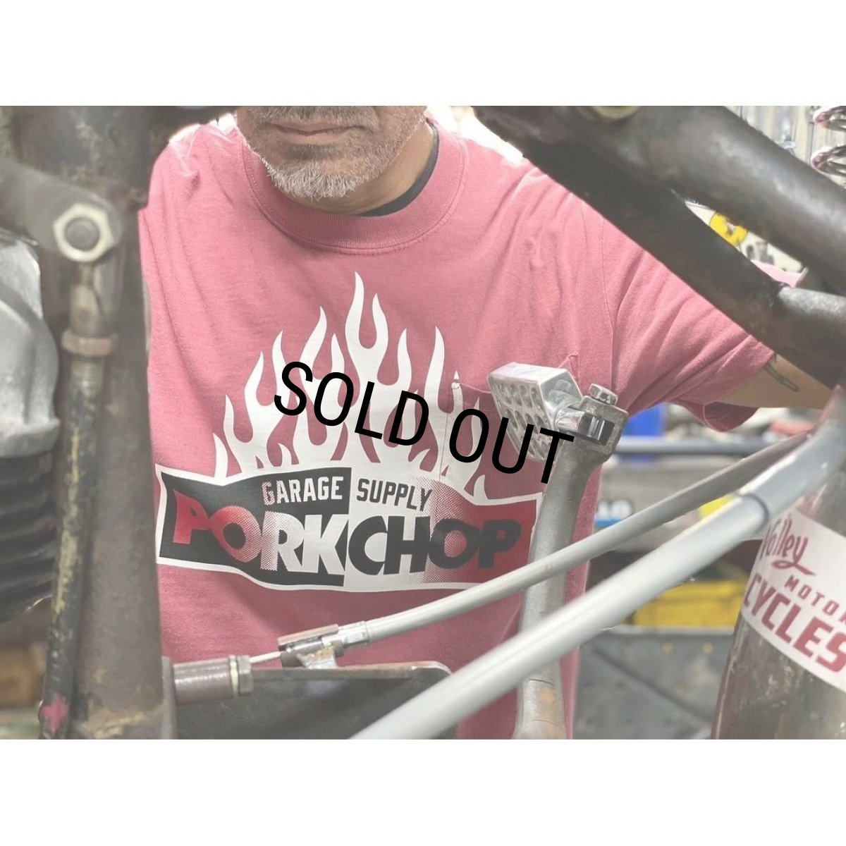 画像6: PORKCHOP/FIRE BLOCK POCKET TEE（CRIMSON RED）［プリントポケT-23秋冬］ (6)