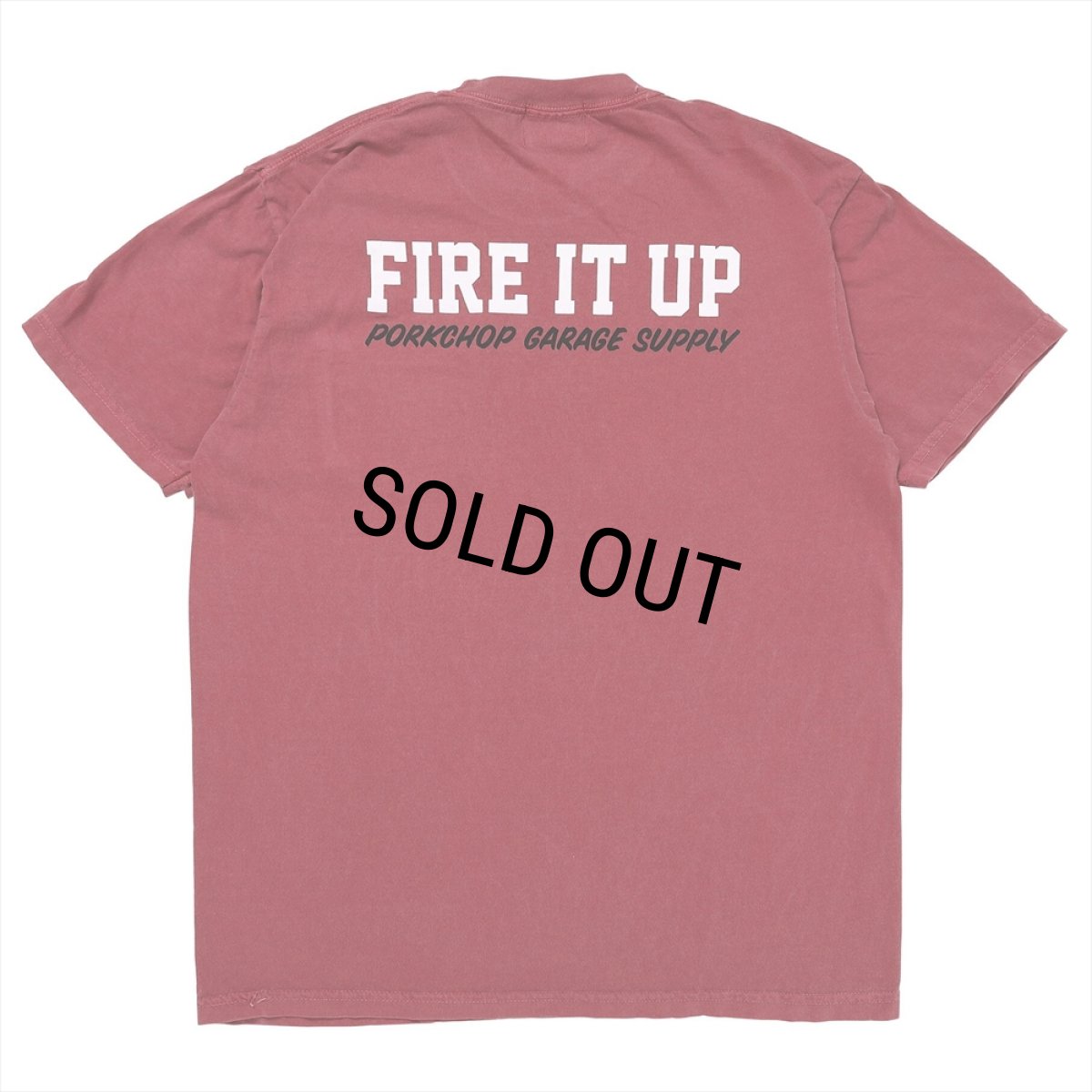 画像2: PORKCHOP/FIRE BLOCK POCKET TEE（CRIMSON RED）［プリントポケT-23秋冬］ (2)