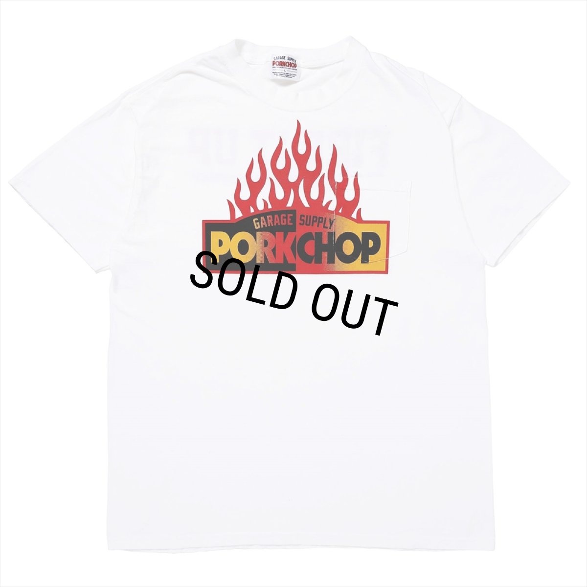 画像1: PORKCHOP/FIRE BLOCK POCKET TEE（WHITE）［プリントポケT-23秋冬］ (1)