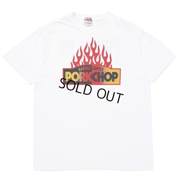 画像1: PORKCHOP/FIRE BLOCK POCKET TEE（WHITE）［プリントポケT-23秋冬］