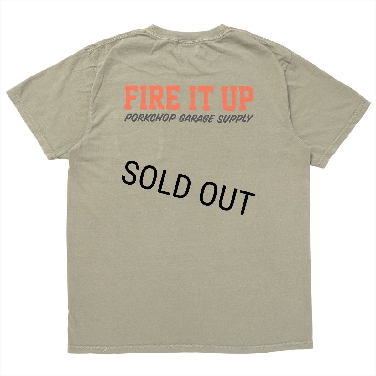 画像2: PORKCHOP/FIRE BLOCK POCKET TEE（KHAKI）［プリントポケT-23秋冬］ (2)