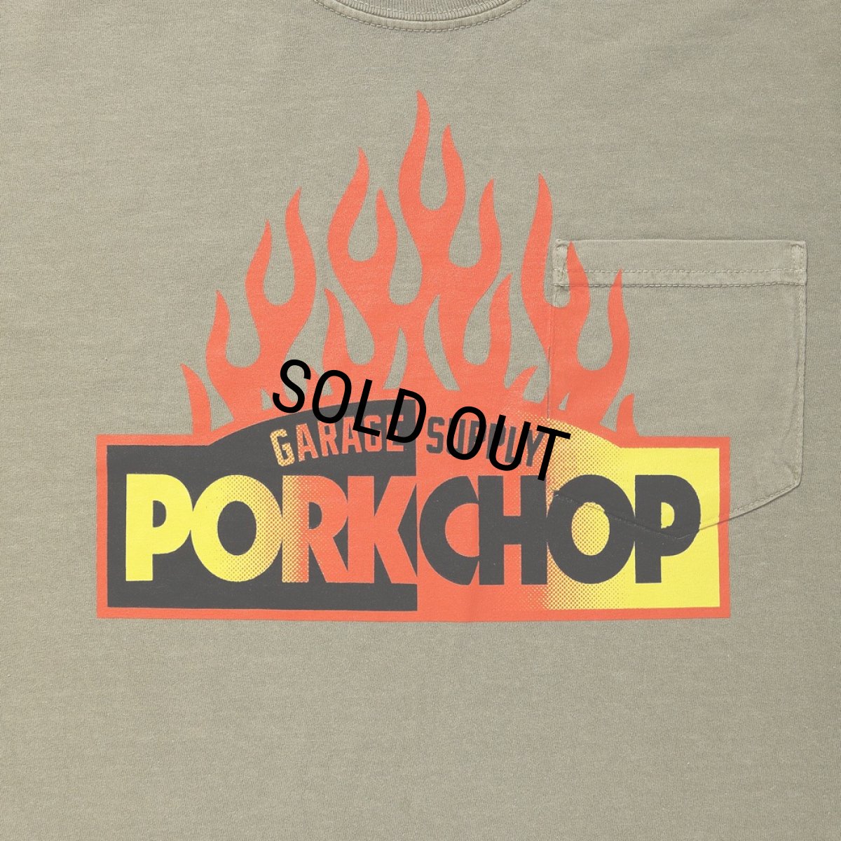 画像3: PORKCHOP/FIRE BLOCK POCKET TEE（KHAKI）［プリントポケT-23秋冬］ (3)