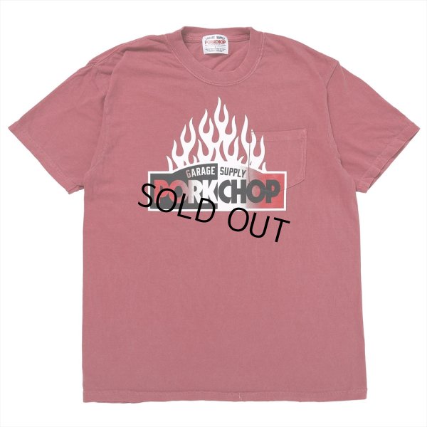 画像1: PORKCHOP/FIRE BLOCK POCKET TEE（CRIMSON RED）［プリントポケT-23秋冬］