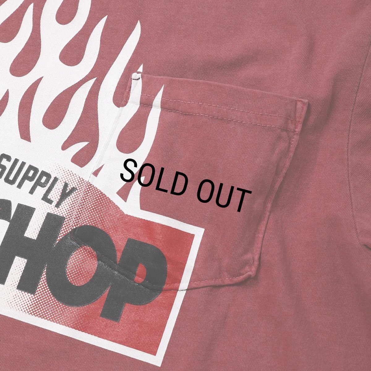 画像4: PORKCHOP/FIRE BLOCK POCKET TEE（CRIMSON RED）［プリントポケT-23秋冬］ (4)