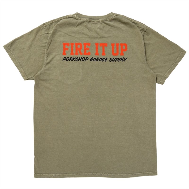 画像2: PORKCHOP/FIRE BLOCK POCKET TEE（KHAKI）［プリントポケT-23秋冬］