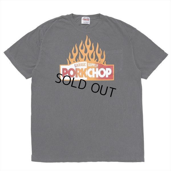 画像1: PORKCHOP/FIRE BLOCK POCKET TEE（ASH BLACK）［プリントポケT-23秋冬］