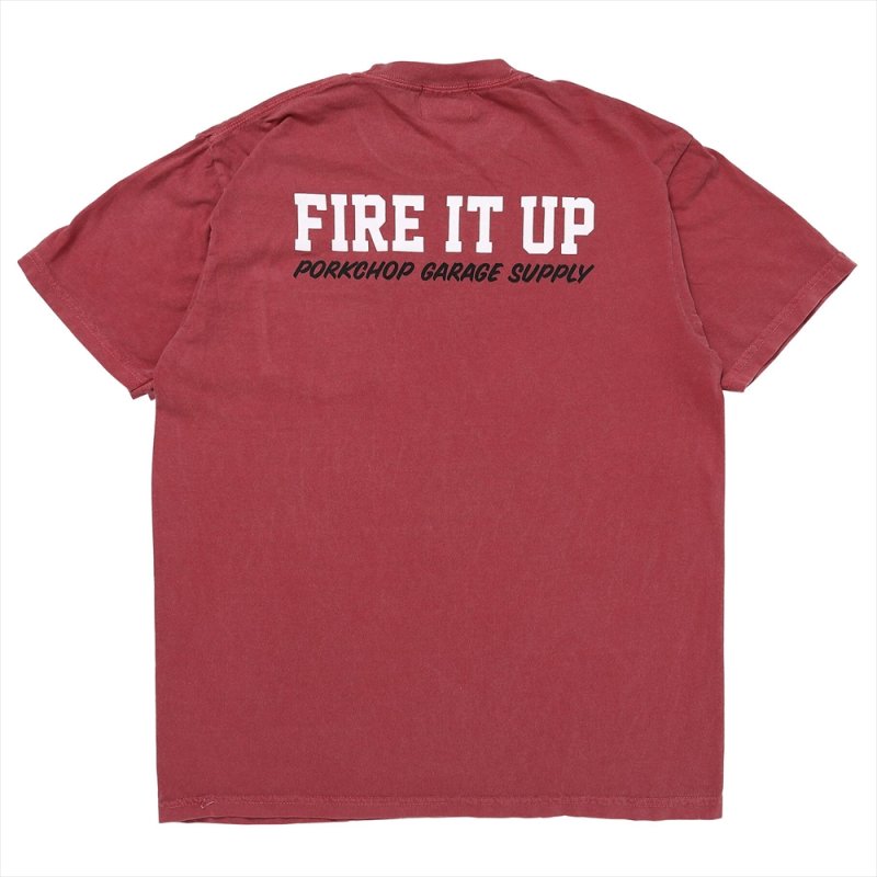 画像2: PORKCHOP/FIRE BLOCK POCKET TEE（CRIMSON RED）［プリントポケT-23秋冬］