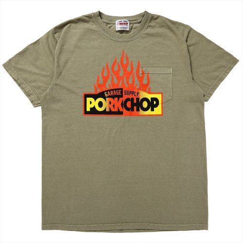 他の写真1: PORKCHOP/FIRE BLOCK POCKET TEE（KHAKI）［プリントポケT-23秋冬］