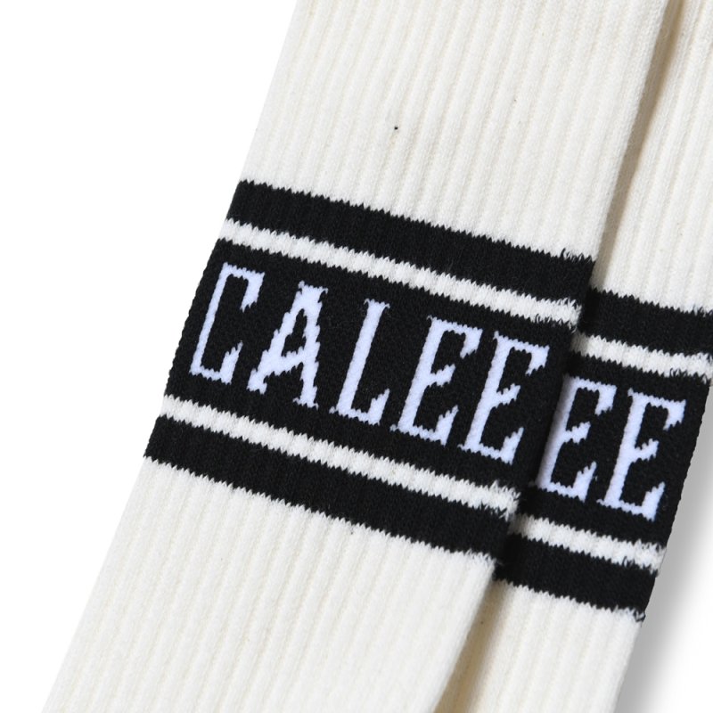 画像2: CALEE/JACQUARD PILE LINE SOCKS（WHITE）［ラインソックス-23秋冬］