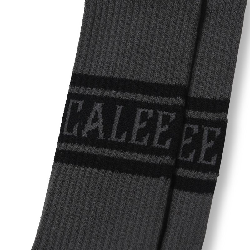 画像2: CALEE/JACQUARD PILE LINE SOCKS（CHARCOAL） 【30%OFF】［ラインソックス-23秋冬］