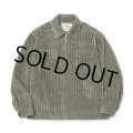 CALEE/JUMBO CORDUROY ZIP SHIRT JACKET（OLIVE）［コーデュロイジップシャツJKT-23秋冬］