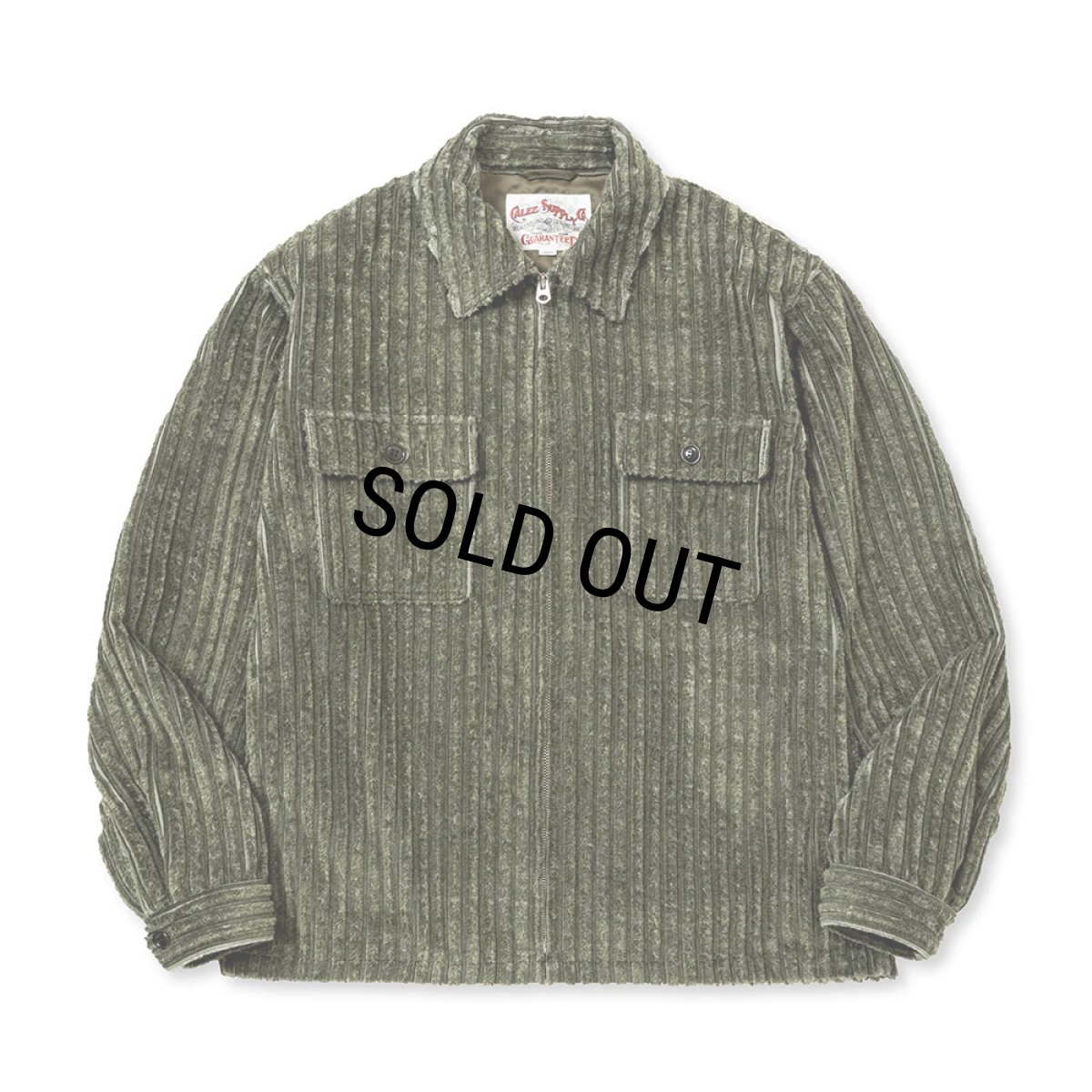 画像1: CALEE/JUMBO CORDUROY ZIP SHIRT JACKET（OLIVE）［コーデュロイジップシャツJKT-23秋冬］ (1)