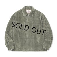 CALEE/JUMBO CORDUROY ZIP SHIRT JACKET（OLIVE）［コーデュロイジップシャツJKT-23秋冬］