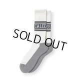 CALEE/JACQUARD PILE LINE SOCKS（WHITE）［ラインソックス-23秋冬］