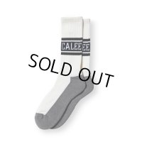 CALEE/JACQUARD PILE LINE SOCKS（WHITE）［ラインソックス-23秋冬］