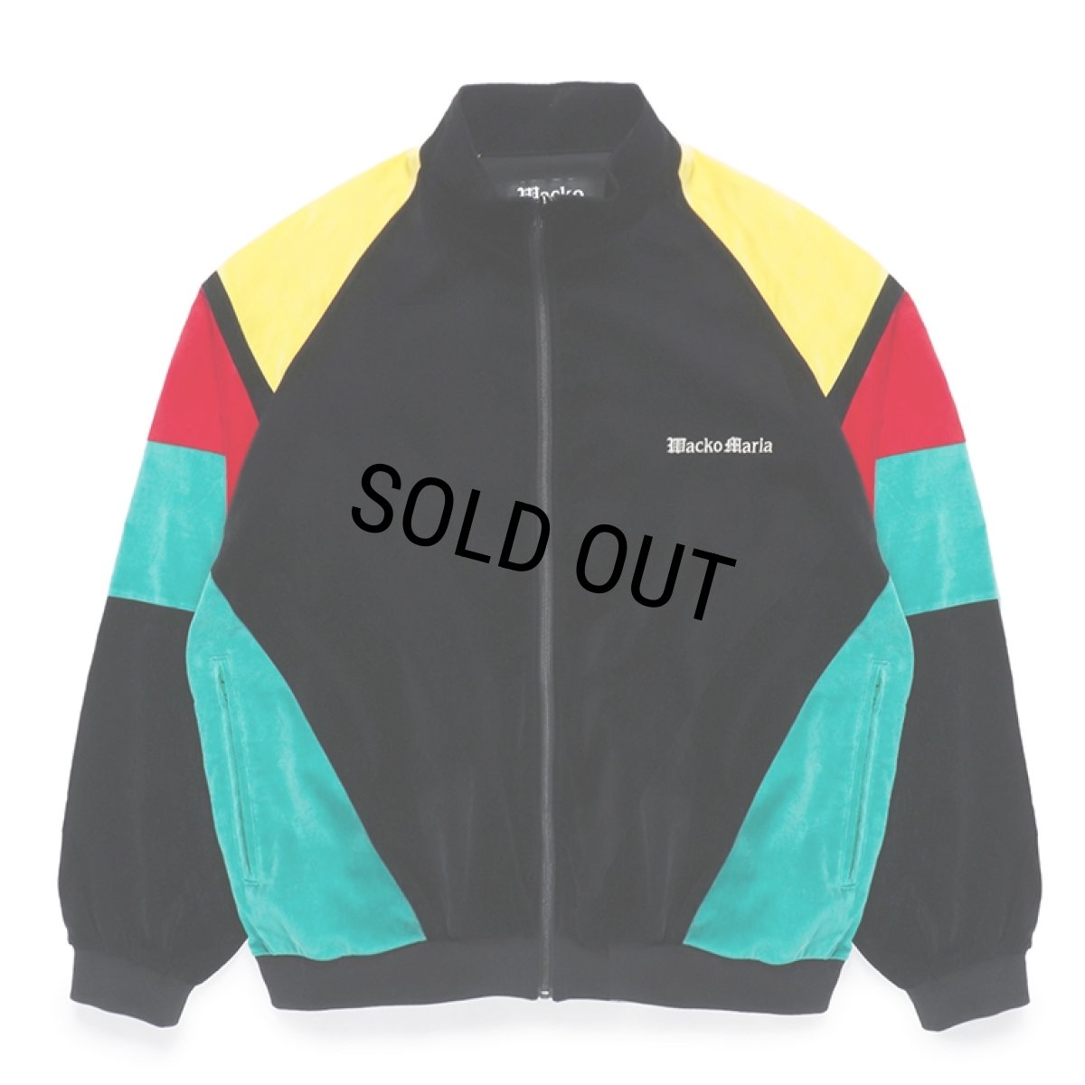 画像1: WACKO MARIA/VELVETEEN TRACK JACKET（BLACK/GREEN）［ベルベッティーントラックJKT-23秋冬］ (1)