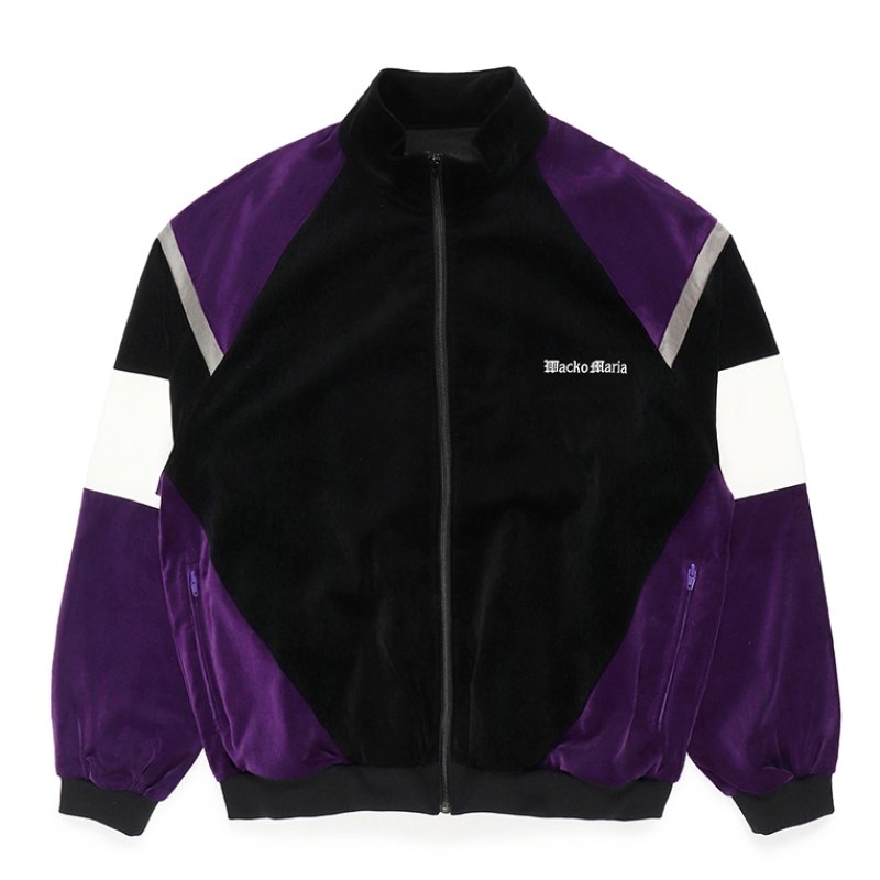 画像1: WACKO MARIA/VELVETEEN TRACK JACKET（BLACK/PURPLE）［ベルベッティーントラックJKT-23秋冬］