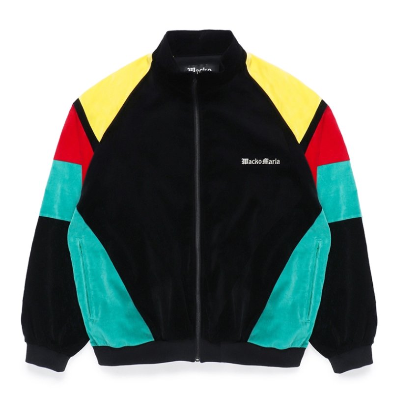 画像1: WACKO MARIA/VELVETEEN TRACK JACKET（BLACK/GREEN）［ベルベッティーントラックJKT-23秋冬］