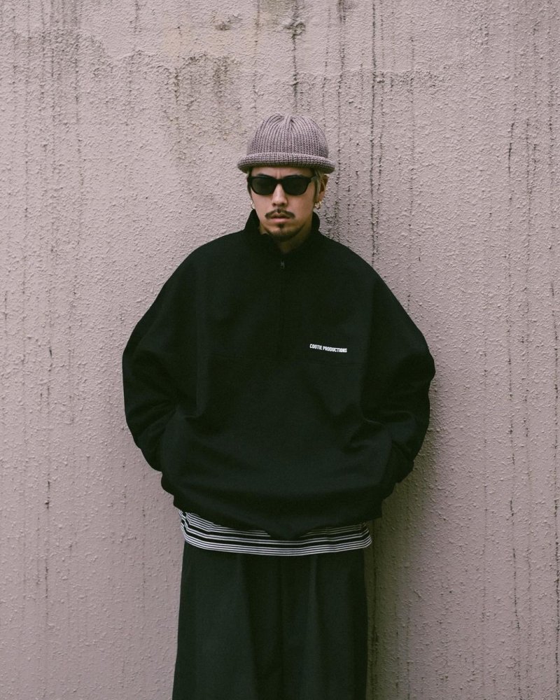 画像3: COOTIE PRODUCTIONS/Polyester Twill Half Zip L/S Tee（Black）［ポリエステルツイルハーフジップ-23秋冬］