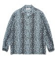 画像1: WACKO MARIA/LEOPARD OPEN COLLAR SHIRT（BLUE）［レオパードオープンカラーシャツ-23秋冬］ (1)