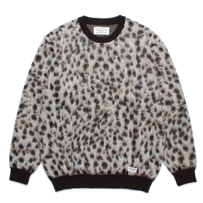 画像1: WACKO MARIA/LEOPARD MOHAIR KNIT JACQUARD SWEATER（WHITE）［レオパードモヘアセーター-23秋冬］