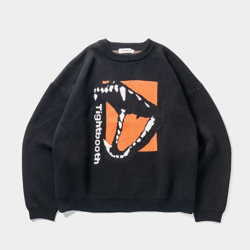 画像1: TIGHTBOOTH/BITE KNIT SWEATER（Black）［ニットセーター-23秋冬］