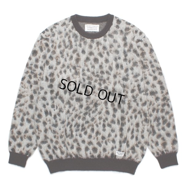 画像1: WACKO MARIA/LEOPARD MOHAIR KNIT JACQUARD SWEATER（WHITE）［レオパードモヘアセーター-23秋冬］