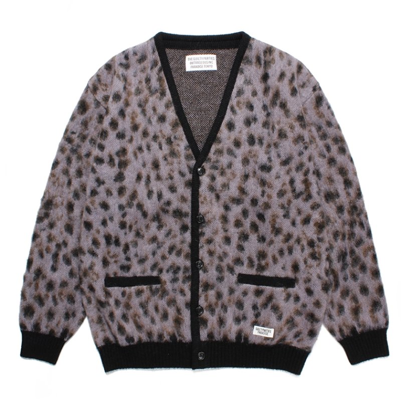 画像1: WACKO MARIA/LEOPARD MOHAIR KNIT JACQUARD CARDIGAN（PURPLE）［レオパードモヘアカーディガン-23秋冬］