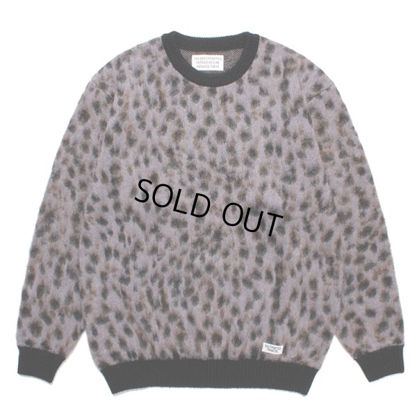 画像1: WACKO MARIA/LEOPARD MOHAIR KNIT JACQUARD SWEATER（PURPLE）［レオパードモヘアセーター-23秋冬］