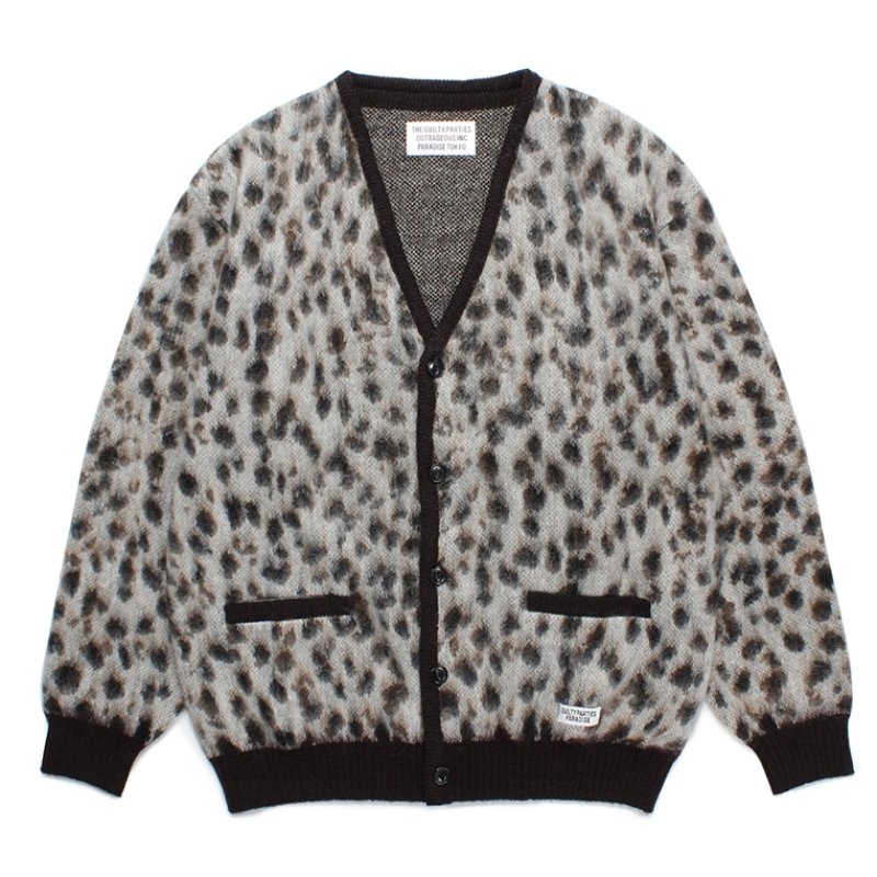 画像1: WACKO MARIA/LEOPARD MOHAIR KNIT JACQUARD CARDIGAN（WHITE）［レオパードモヘアカーディガン-23秋冬］