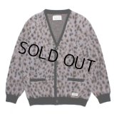 WACKO MARIA/LEOPARD MOHAIR KNIT JACQUARD CARDIGAN（PURPLE）［レオパードモヘアカーディガン-23秋冬］