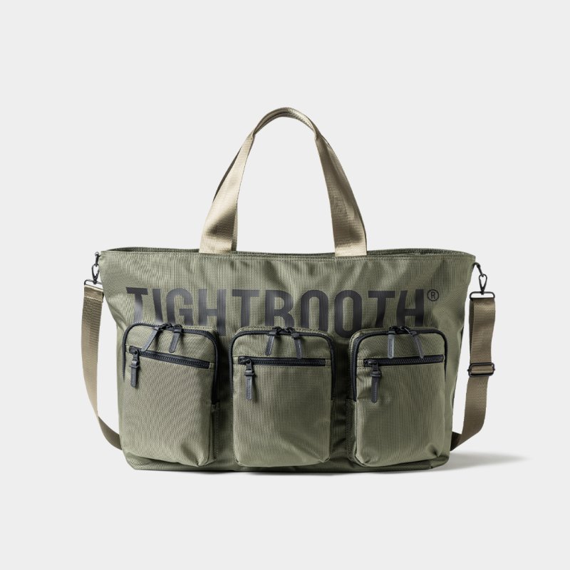 画像1: TIGHTBOOTH/TRIPLE POCKET BIG TOTE（Khaki）［ビッグトート-23秋冬］