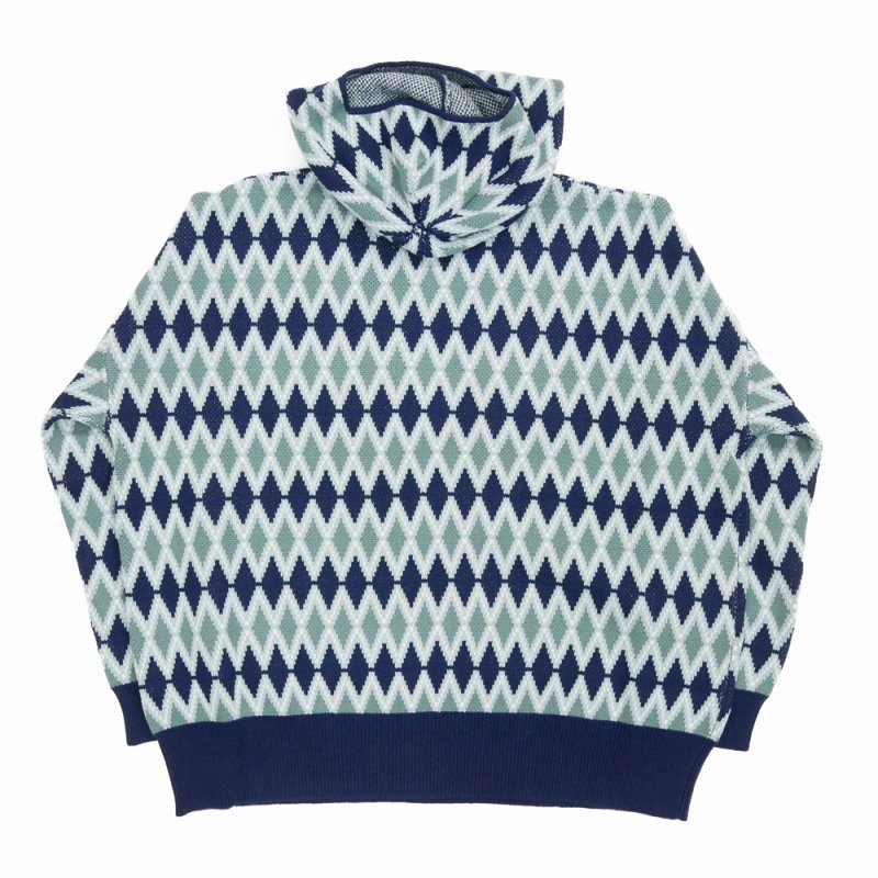 画像2: DAIRIKU/Face Cover Knit Pullover（Blue & Navy） 【30%OFF】［フェイスカバーニットプルオーバー-23秋冬］