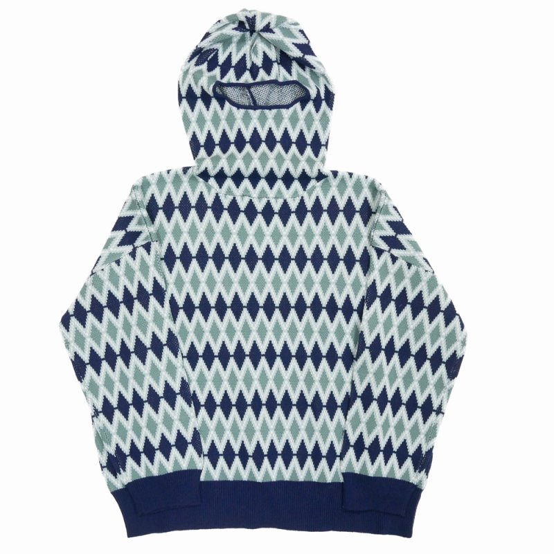 画像1: DAIRIKU/Face Cover Knit Pullover（Blue & Navy） 【30%OFF】［フェイスカバーニットプルオーバー-23秋冬］