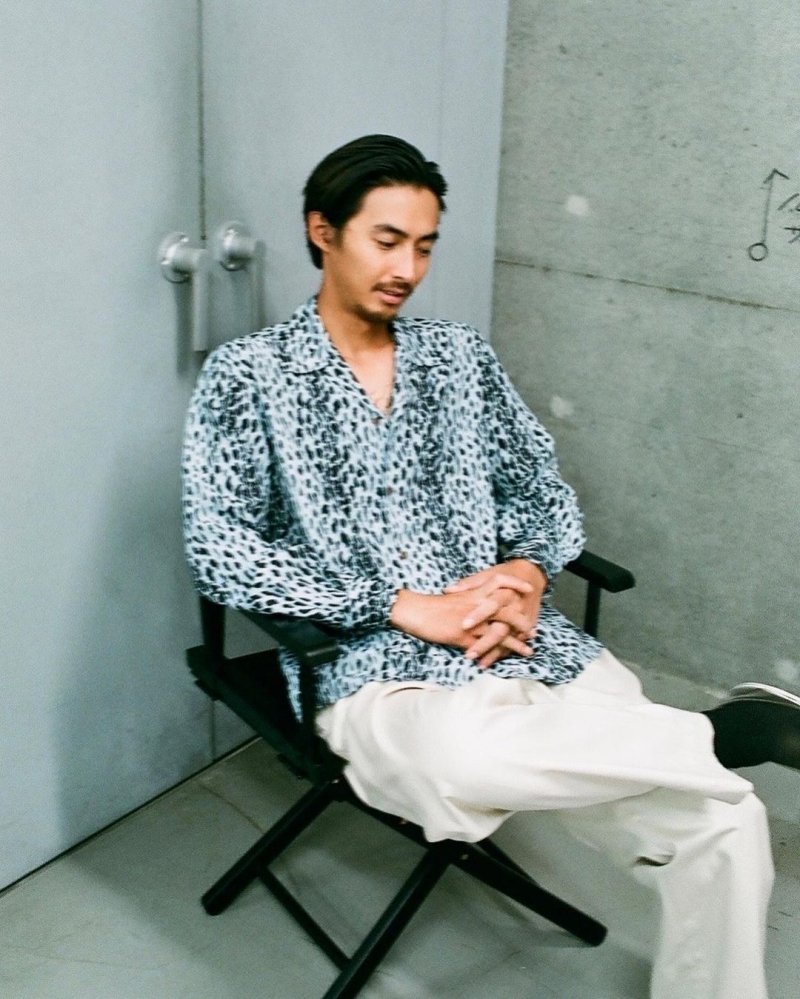 画像2: WACKO MARIA/LEOPARD OPEN COLLAR SHIRT（BLUE）［レオパードオープンカラーシャツ-23秋冬］