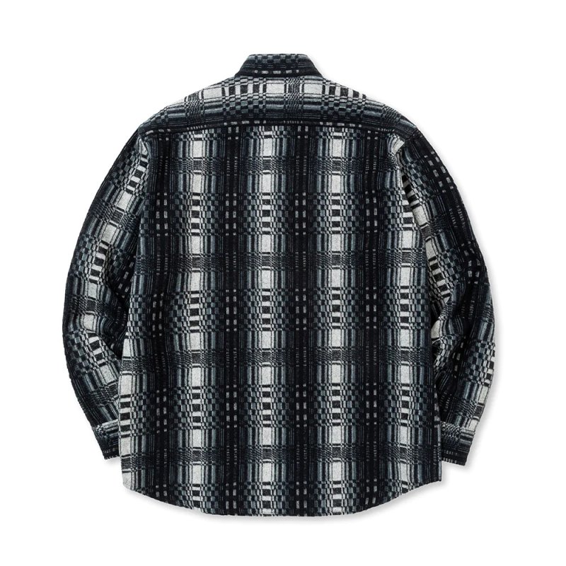 画像2: CALEE/O/S DOBBY CHECK BAND COLLAR SH（BLACK/WHITE）［ドビーチェックバンドカラーシャツ-23秋冬］