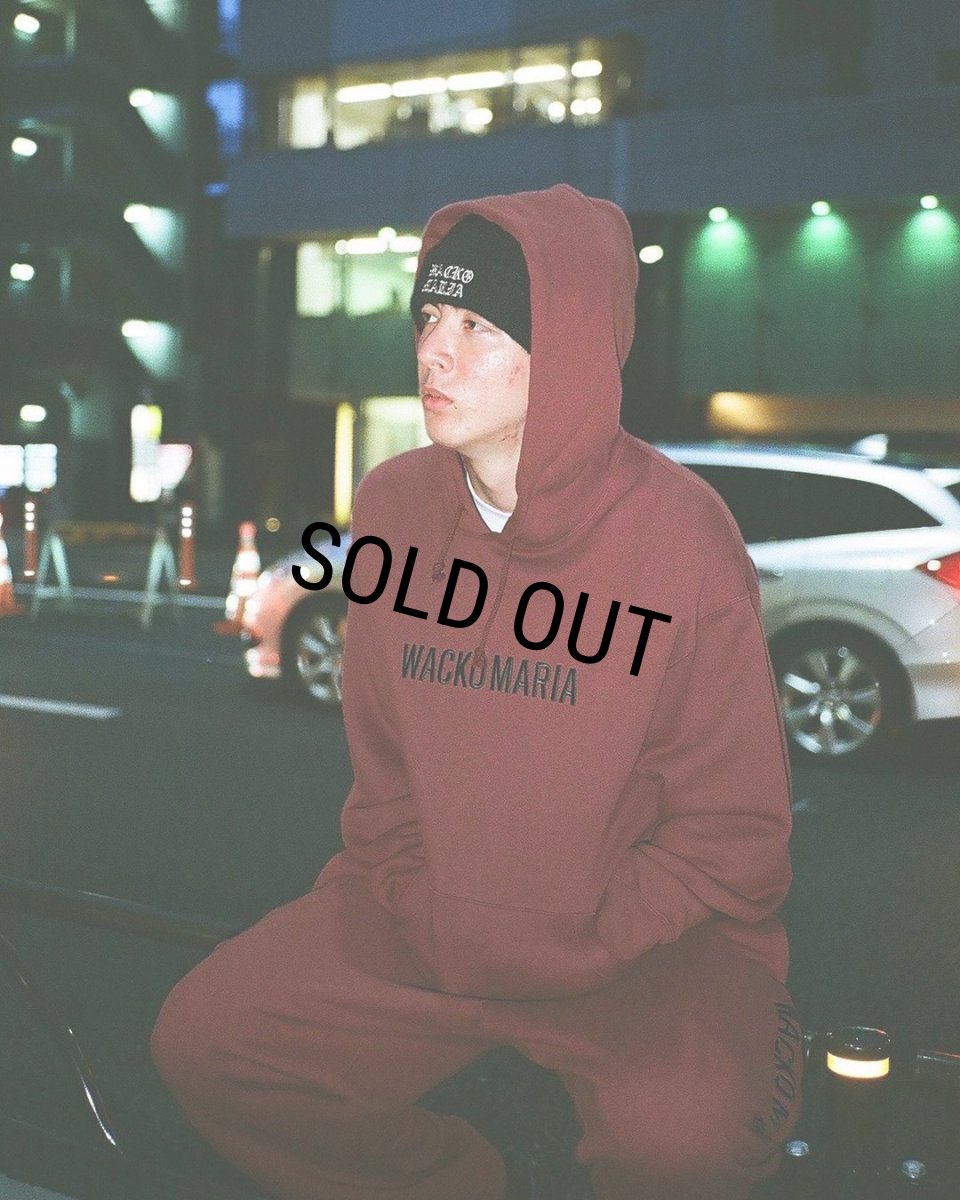画像3: WACKO MARIA/MIDDLE WEIGHT PULL OVER HOODED SWEAT SHIRT（BURGUNDY）［プルオーバーパーカー-23秋冬］ (3)