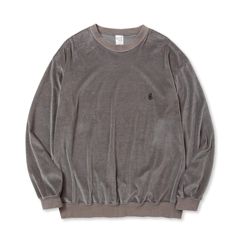 画像1: CALEE/EMBROIDERY VELOUR CREW NECK SW（CHARCOAL）［ベロアクルーネック-23秋冬］